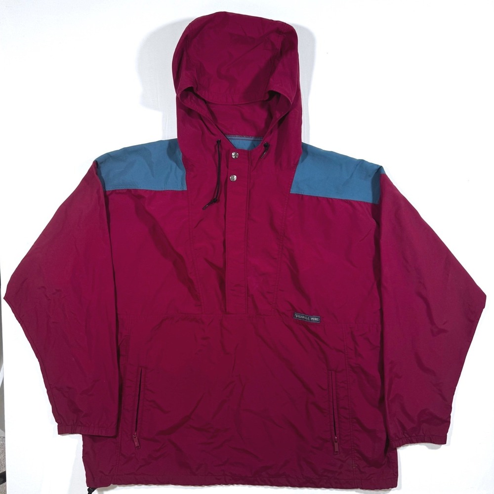 Vtg Anorak Windbreaker‎ Cherry Red   Colorblock XL 90s Retro Streetwear Unisex